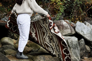 Olmedo Aztec Reversible Blanket  //  Mustard/Dusty Rose/Brown