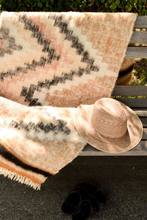 Santiago Wool Blanket  //  Mustard/Grey/Peach