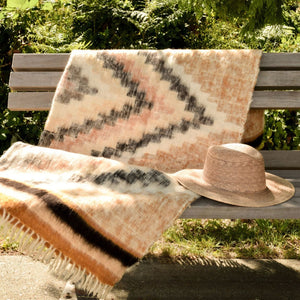 Santiago Wool Blanket  //  Mustard/Grey/Peach