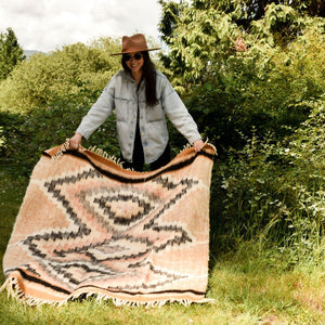 Santiago Wool Blanket  //  Mustard/Grey/Peach