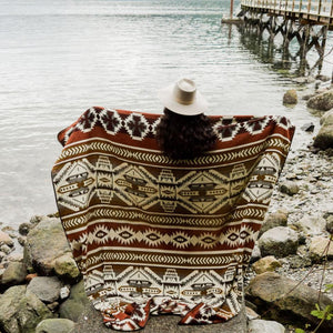 Olmedo Aztec Reversible Blanket  //  Mustard/Dusty Rose/Brown