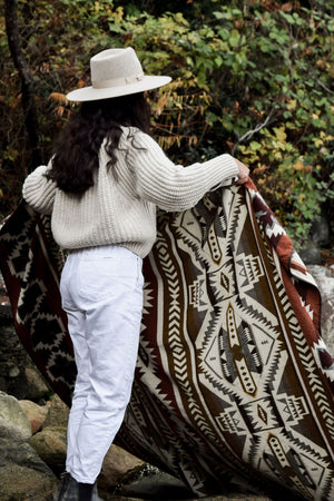 Olmedo Aztec Reversible Blanket  //  Mustard/Dusty Rose/Brown