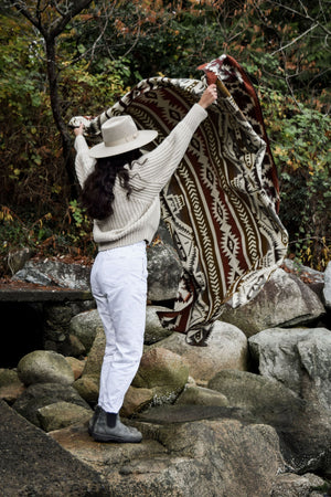 Olmedo Aztec Reversible Blanket  //  Mustard/Dusty Rose/Brown