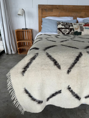 Antigua Wool Blanket  //  Cream/Black