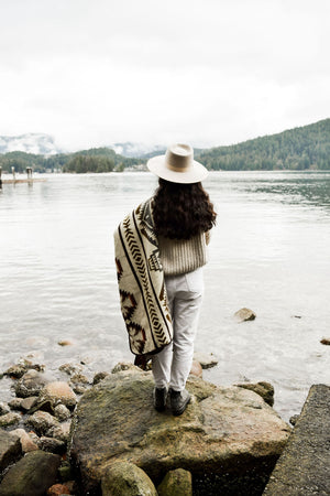 Olmedo Aztec Reversible Blanket  //  Mustard/Dusty Rose/Brown