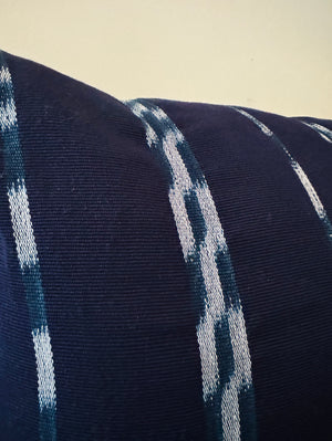 Indigo Dark Blue Ikat Lumbar Pillow Cover