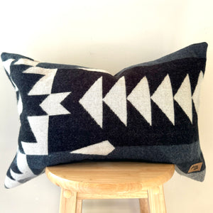 Badlands Triangles Lumbar Pillow Cover // Grey/Black/Navy