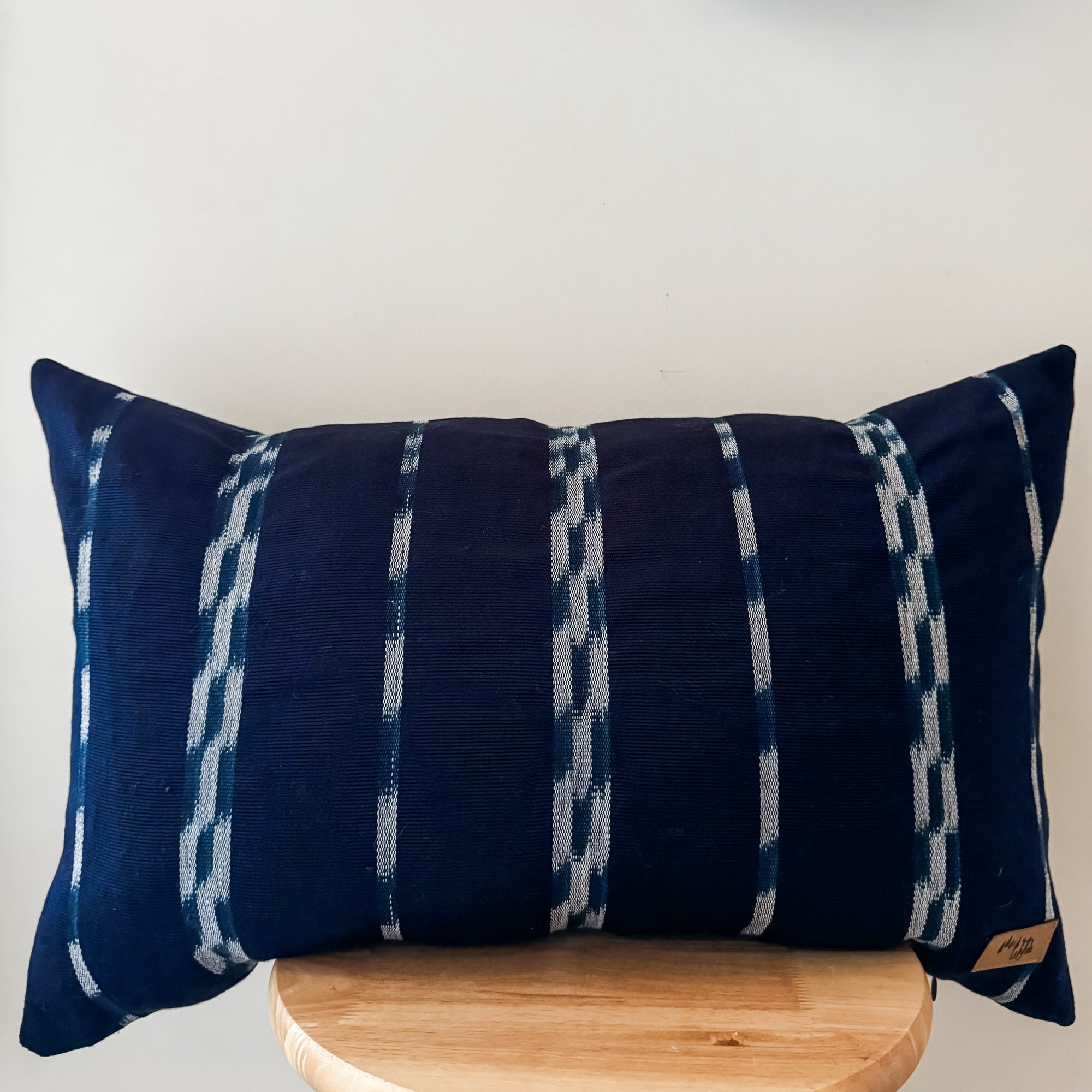 Indigo Dark Blue Ikat Lumbar Pillow Cover