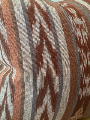 Neutral Brown/Rose Ikat Pillow Cover