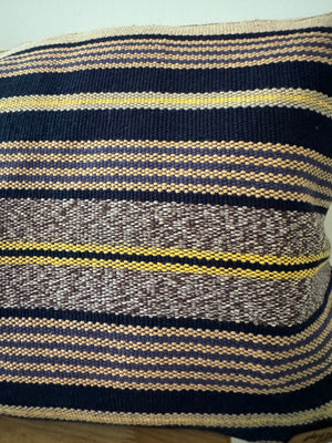 Navy/Yellow Ikat Lumbar Pillow Cover