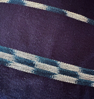 Indigo Navy Ikat Stripe Lumbar Pillow Cover