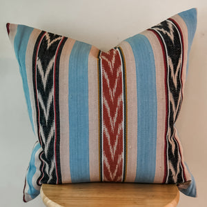 Beige/Blue/Rose Ikat Pillow Cover