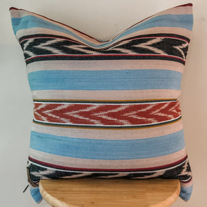 Beige/Blue/Rose Ikat Pillow Cover