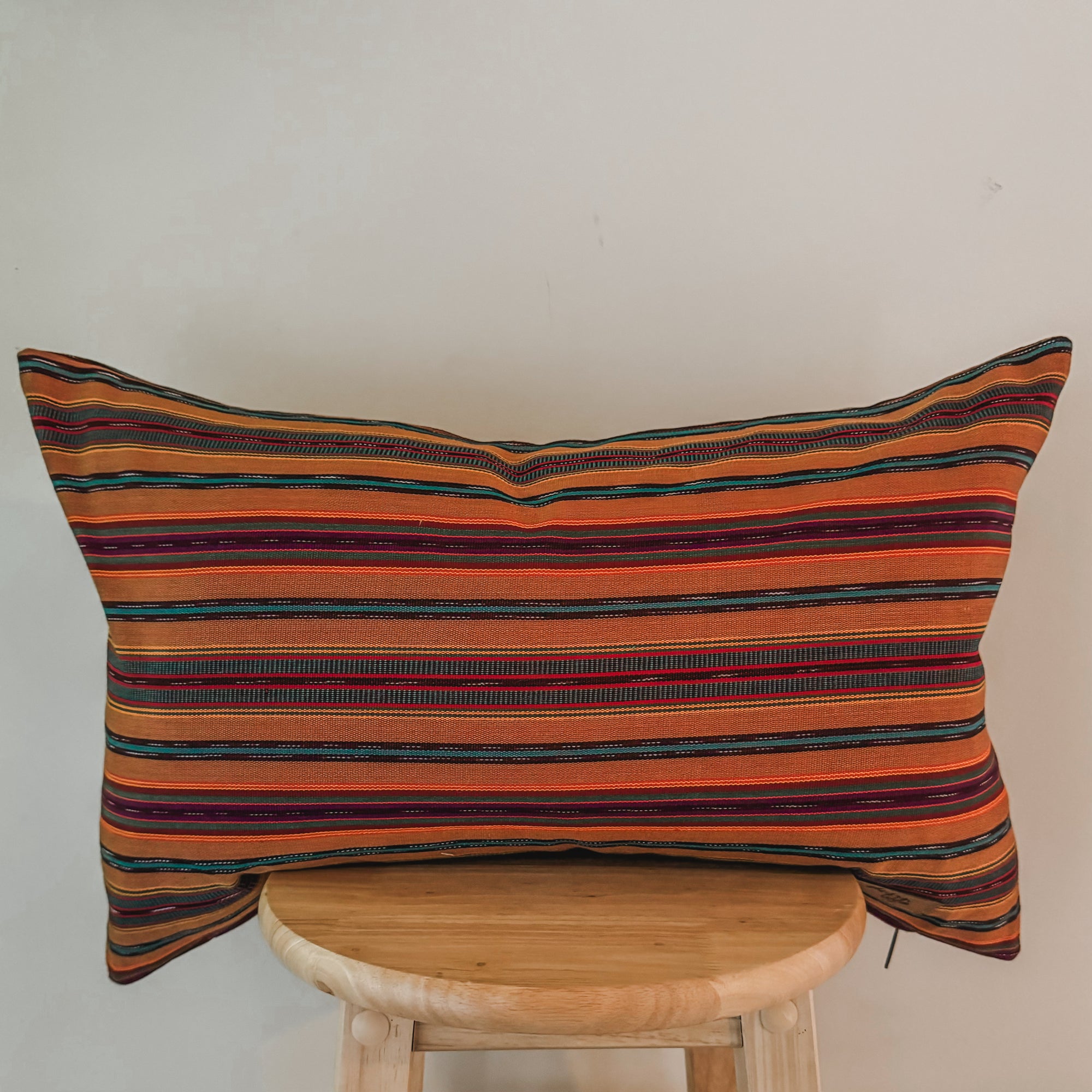 Light Brown Multi-coloured Lumbar Pillow Cover