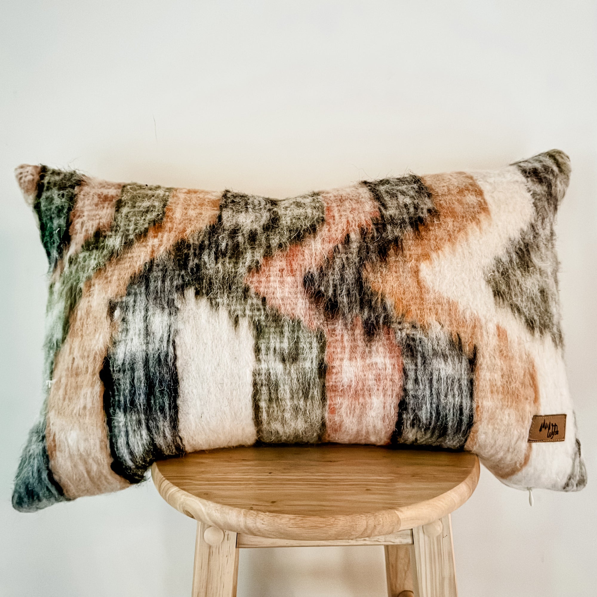 Striped Wave Wool Lumbar Pillow Cover