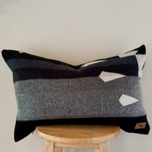 Badlands Triangles Lumbar Pillow Cover // Grey/Black/Navy