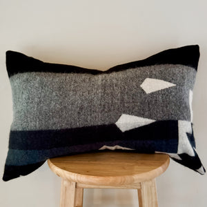 Badlands Triangles Lumbar Pillow Cover // Grey/Black/Navy