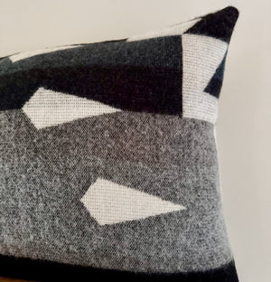 Badlands Triangles Lumbar Pillow Cover // Grey/Black/Navy