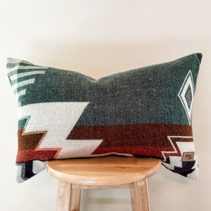 Quilotoa Green Lumbar Pillow Cover // Soft Green/Rust/Cream