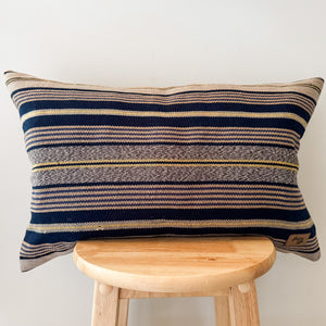 Navy/Yellow Ikat Lumbar Pillow Cover