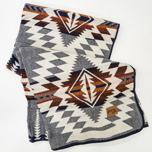 Mica Aztec Reversible Blanket  //  Grey/Rust/Navy