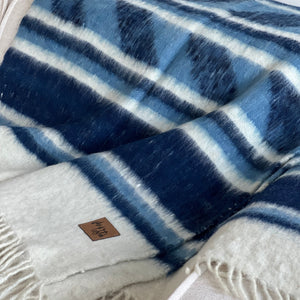 Pana Wool Blanket  //  Cream/Blue