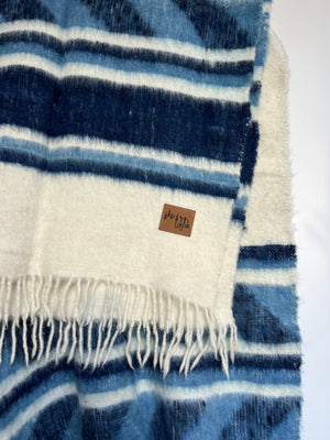 Pana Wool Blanket  //  Cream/Blue